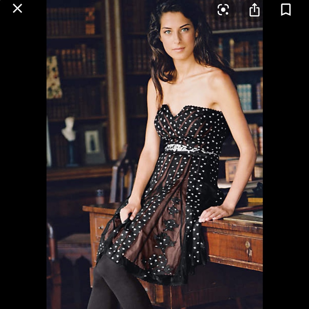 Anthropologie Lithe strapless black dress 4